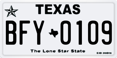 TX license plate BFY0109