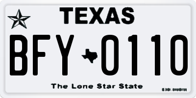 TX license plate BFY0110