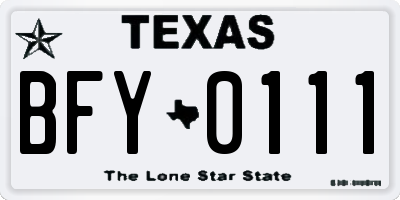 TX license plate BFY0111