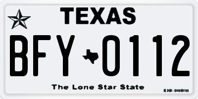 TX license plate BFY0112