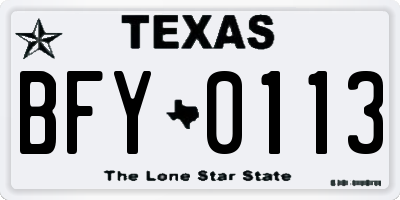 TX license plate BFY0113