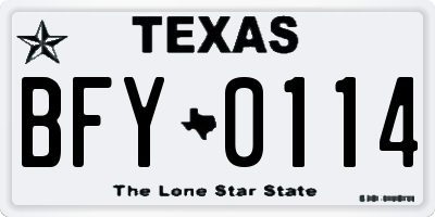 TX license plate BFY0114