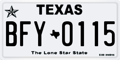 TX license plate BFY0115