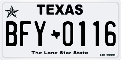 TX license plate BFY0116