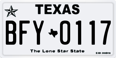 TX license plate BFY0117