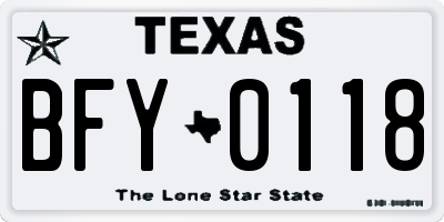 TX license plate BFY0118