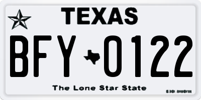 TX license plate BFY0122