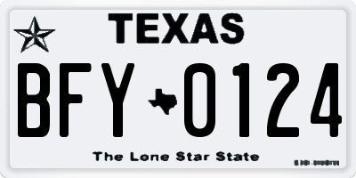 TX license plate BFY0124
