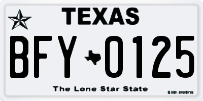 TX license plate BFY0125