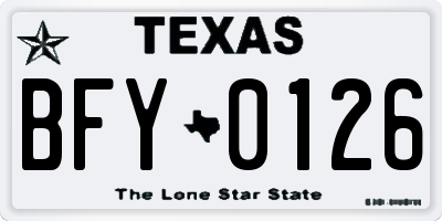 TX license plate BFY0126