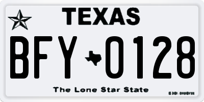TX license plate BFY0128
