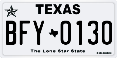 TX license plate BFY0130