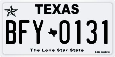 TX license plate BFY0131