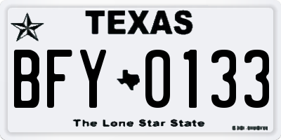TX license plate BFY0133