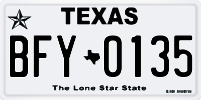 TX license plate BFY0135
