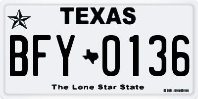 TX license plate BFY0136