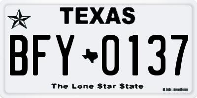 TX license plate BFY0137