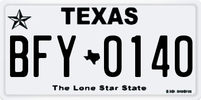 TX license plate BFY0140