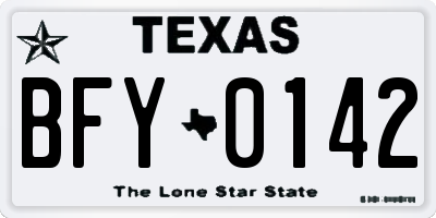 TX license plate BFY0142