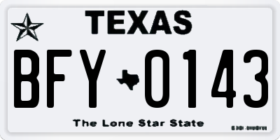 TX license plate BFY0143