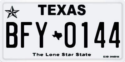 TX license plate BFY0144