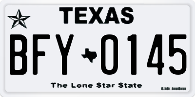 TX license plate BFY0145