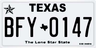TX license plate BFY0147