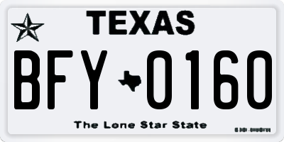 TX license plate BFY0160