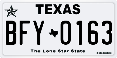 TX license plate BFY0163