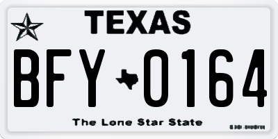 TX license plate BFY0164