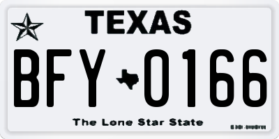 TX license plate BFY0166