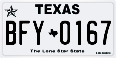 TX license plate BFY0167