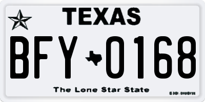 TX license plate BFY0168