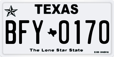 TX license plate BFY0170