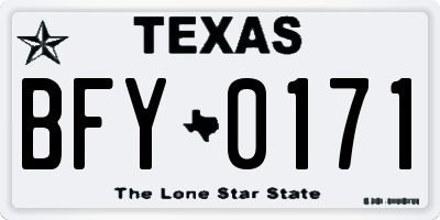 TX license plate BFY0171