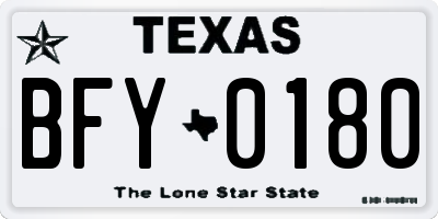 TX license plate BFY0180