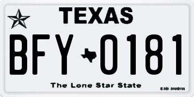 TX license plate BFY0181