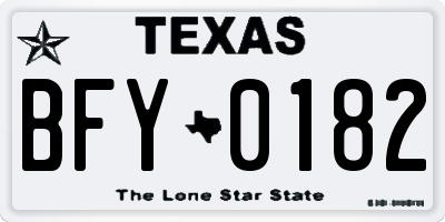 TX license plate BFY0182