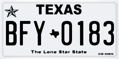 TX license plate BFY0183