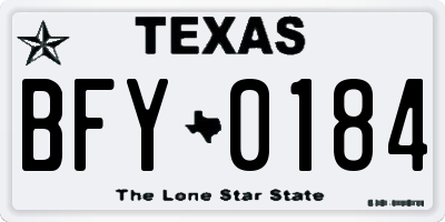 TX license plate BFY0184