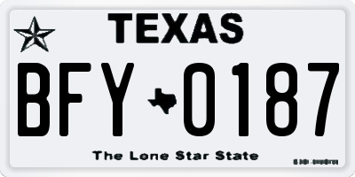 TX license plate BFY0187