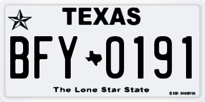 TX license plate BFY0191