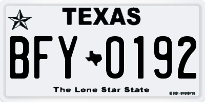 TX license plate BFY0192