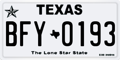 TX license plate BFY0193