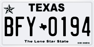 TX license plate BFY0194