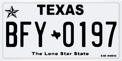 TX license plate BFY0197