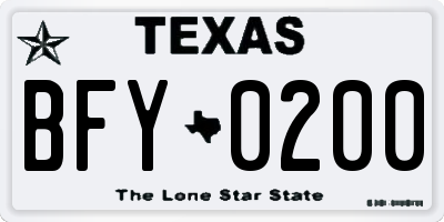 TX license plate BFY0200