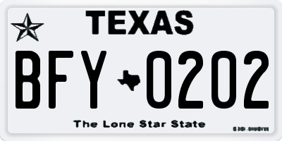 TX license plate BFY0202