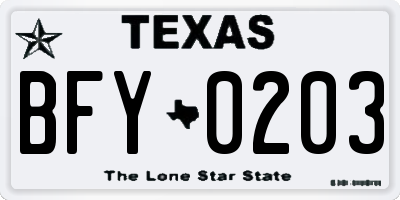 TX license plate BFY0203