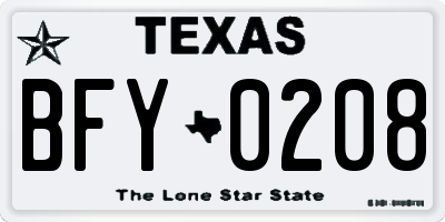 TX license plate BFY0208